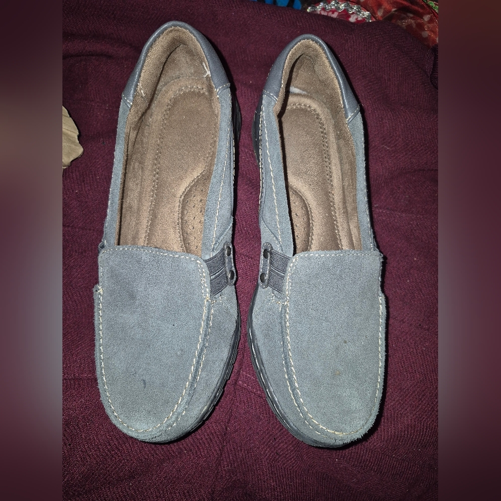 Natural Soul Grey Moccasin Loafer Women's 5 Rhett Casual Slip On Suede Leather